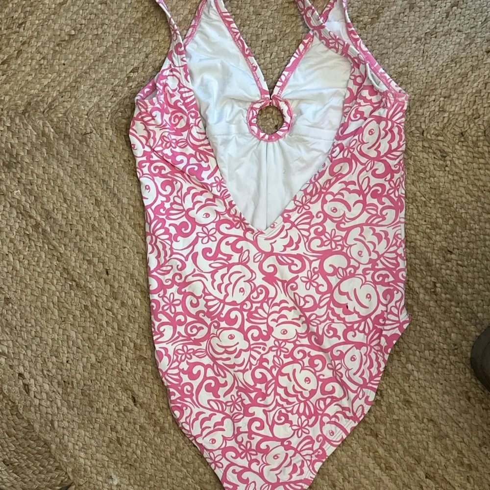 Lilly Pulitzer Pink and White Floral One Piece Swimsuit - Picture 2 of 3